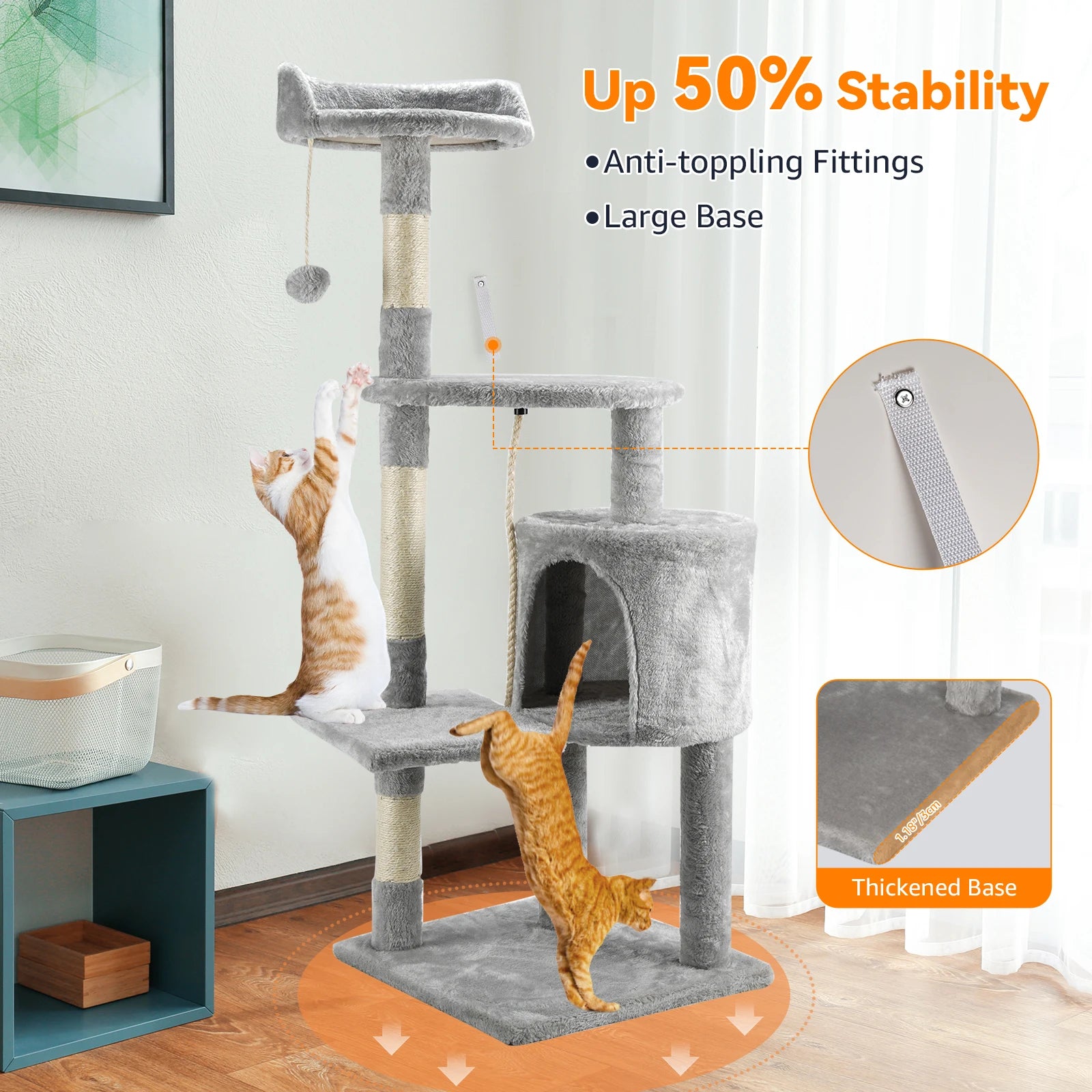Cat Tree Multi-Level Tower Condo Scratching Post Kitten Toy Cozy Condo Climb Furniture Climbing Tower Activity Centre for Cats