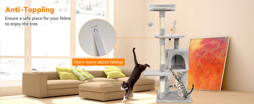 Cat Tree Multi-Level Tower Condo Scratching Post Kitten Toy Cozy Condo Climb Furniture Climbing Tower Activity Centre for Cats