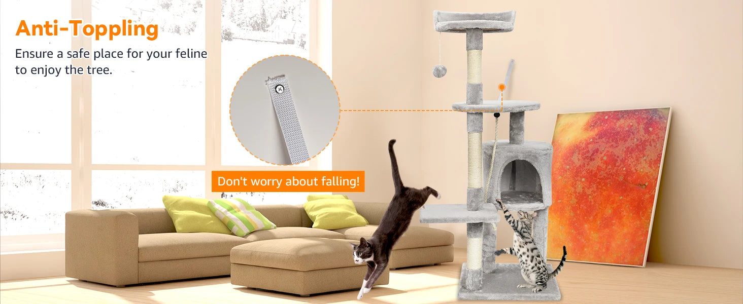 Cat Tree Multi-Level Tower Condo Scratching Post Kitten Toy Cozy Condo Climb Furniture Climbing Tower Activity Centre for Cats