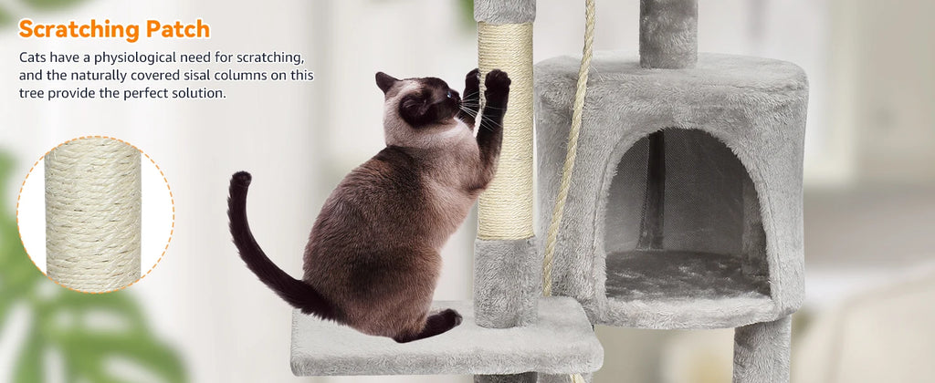 Cat Tree Multi-Level Tower Condo Scratching Post Kitten Toy Cozy Condo Climb Furniture Climbing Tower Activity Centre for Cats