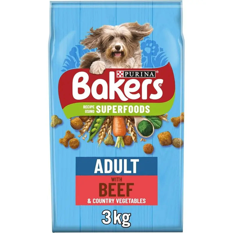 Bakers Adult Dry Dog Food Beef and Veg 3kg