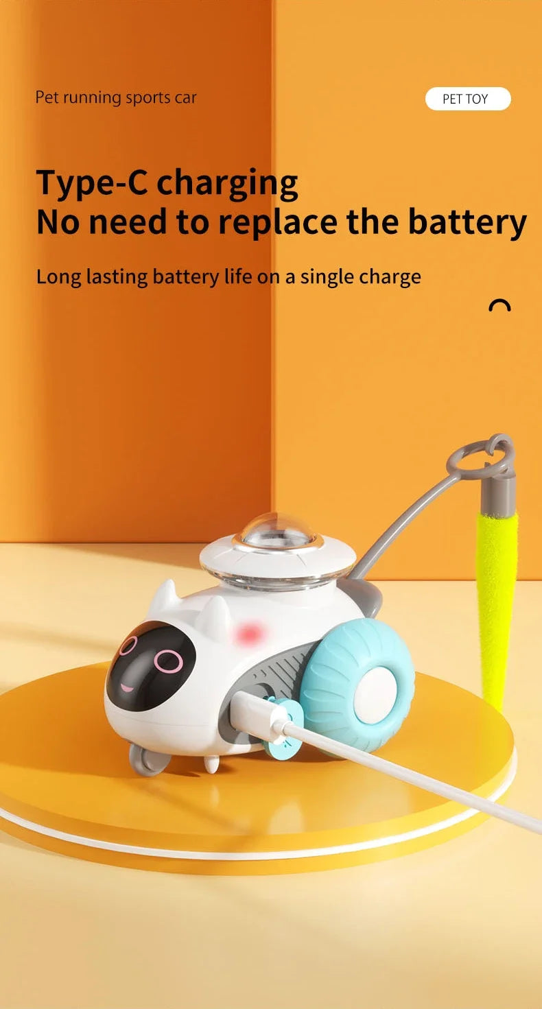 Automatic Cat Toy with Smart Obstacle Avoidance Remote Control Durable Bite Proof Safe Material Type C Charging