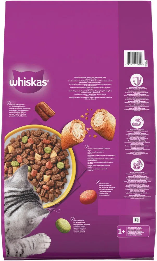 7kg Whiskas 1+ Adult Complete Dry Cat Food Chicken Bulk Pack Cat Biscuits
