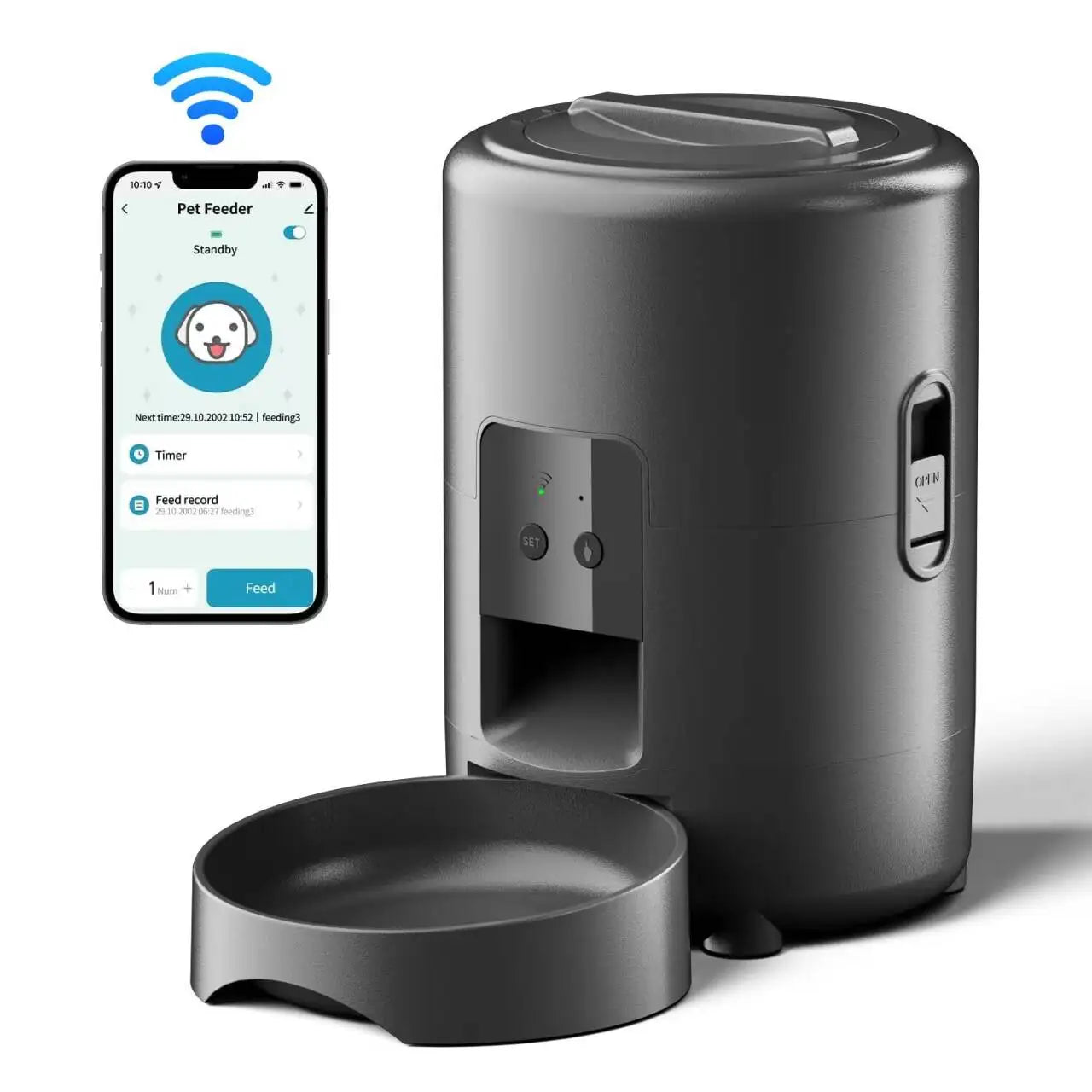 2L Cat Automatic Feeder, Smart Cat Food Distributor, Three Models: Button Model; WIFI Model: Video Model Can Be Selected