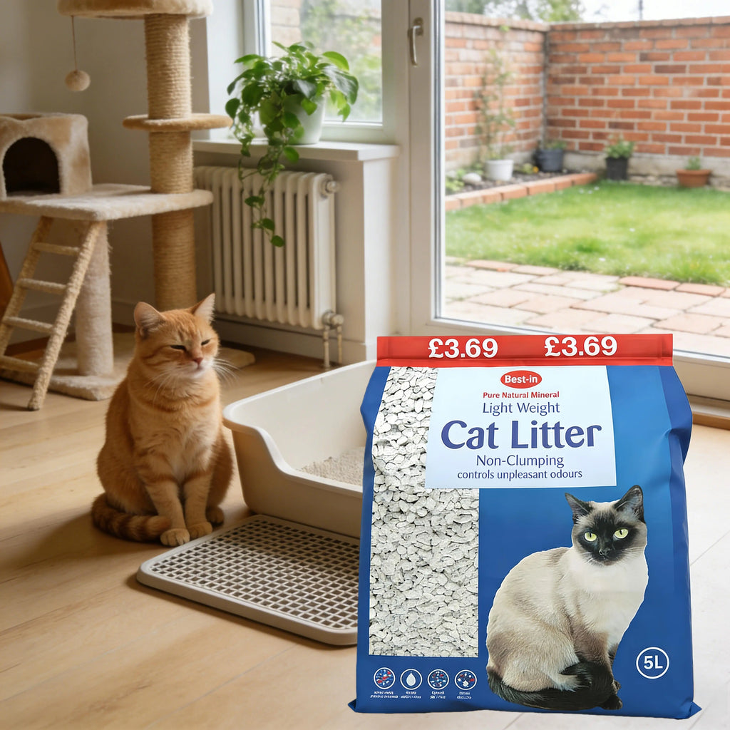 3Pack Bestone Non-Clumping Cat Litter 15L, Lightweight Mineral Litter for Indoor Cats, Suitable for Litter Trays