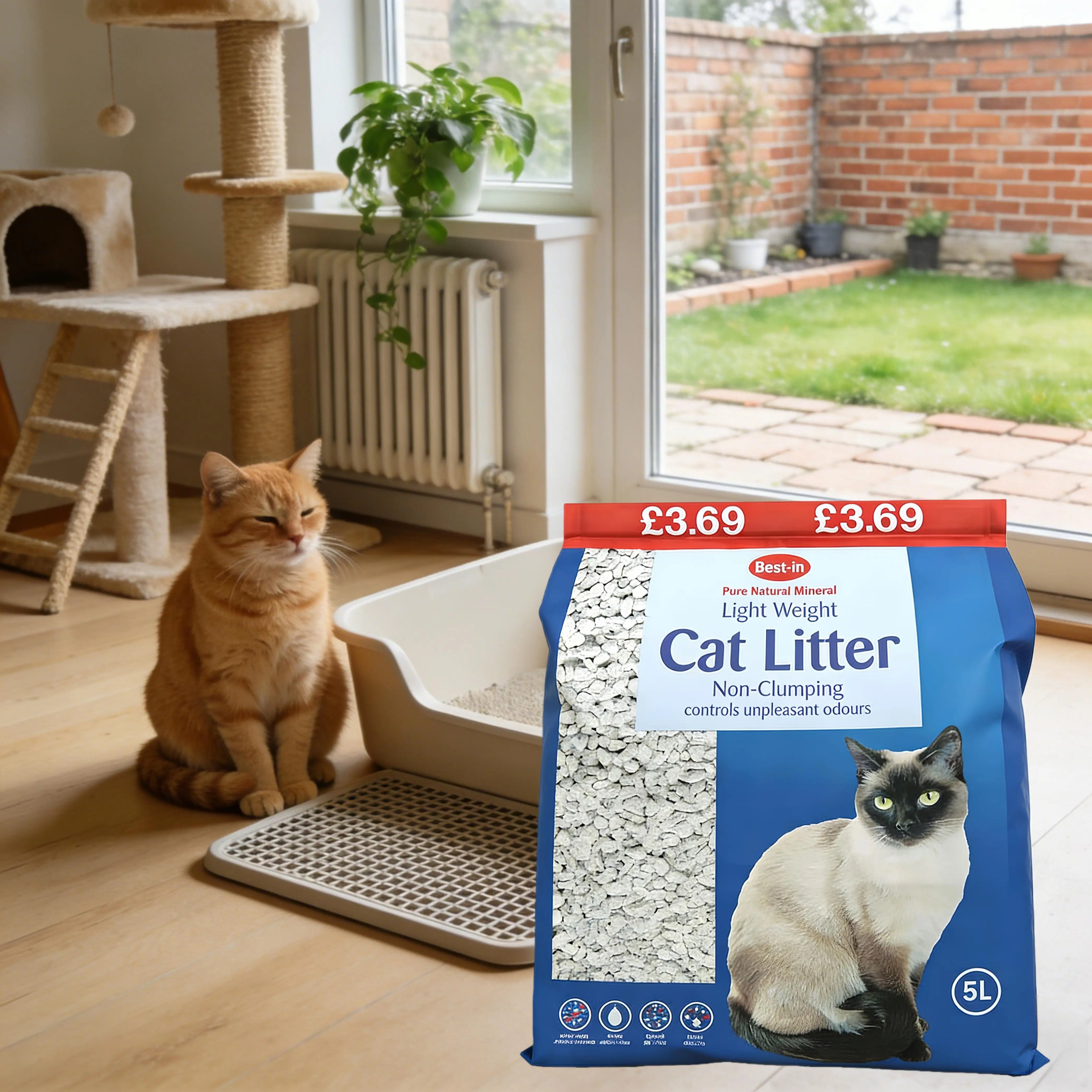 3Pack Bestone Non-Clumping Cat Litter 15L, Lightweight Mineral Litter for Indoor Cats, Suitable for Litter Trays