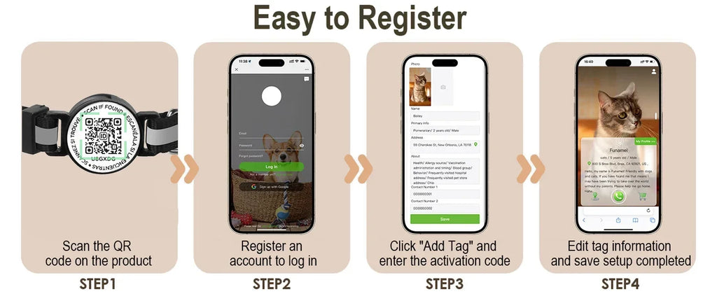 GPS Tracker Cat Collar with QR Name Tag & AirTag Holder, 2 IN 1 Protection Reflective Kitten Collar for Cats Airtag Case(No GPS)