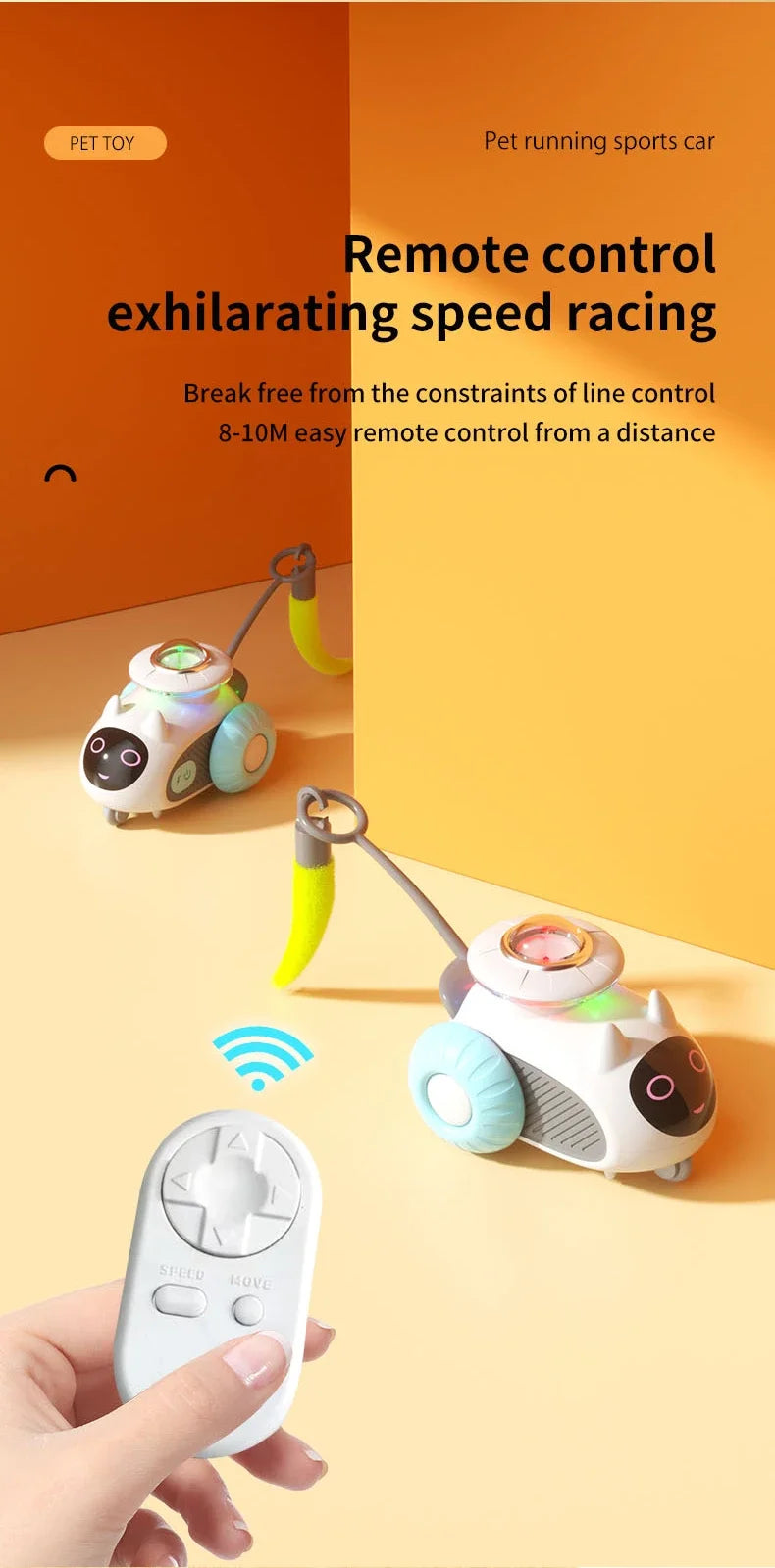 Automatic Cat Toy with Smart Obstacle Avoidance Remote Control Durable Bite Proof Safe Material Type C Charging