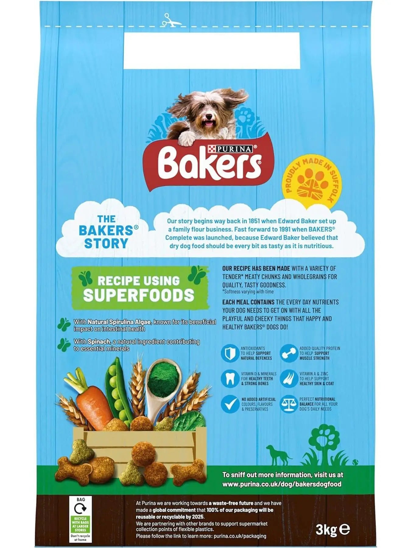 Bakers Adult Dry Dog Food Beef and Veg 3kg