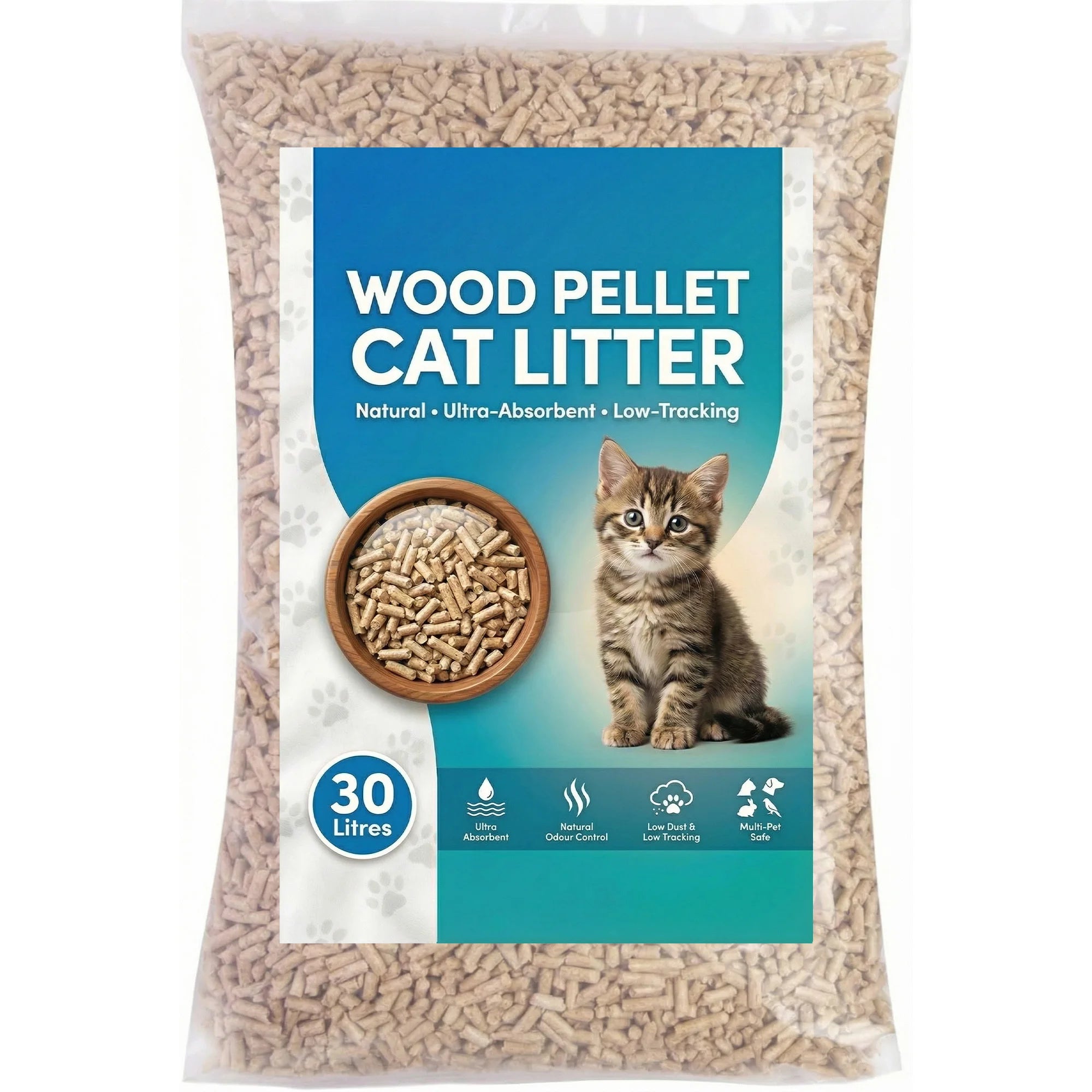 bvbv30L Premium Cat Litter - Ultra Absorbent Wood Pellets, Natural Fresh Scent - Soft Bedding for Comfort, Odour Control - Made from Virgin Wood - Scandinavian Timber Aromahghhgh