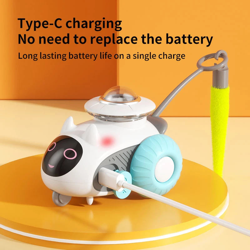Automatic Cat Toy with Smart Obstacle Avoidance Remote Control Durable Bite Proof Safe Material Type C Charging