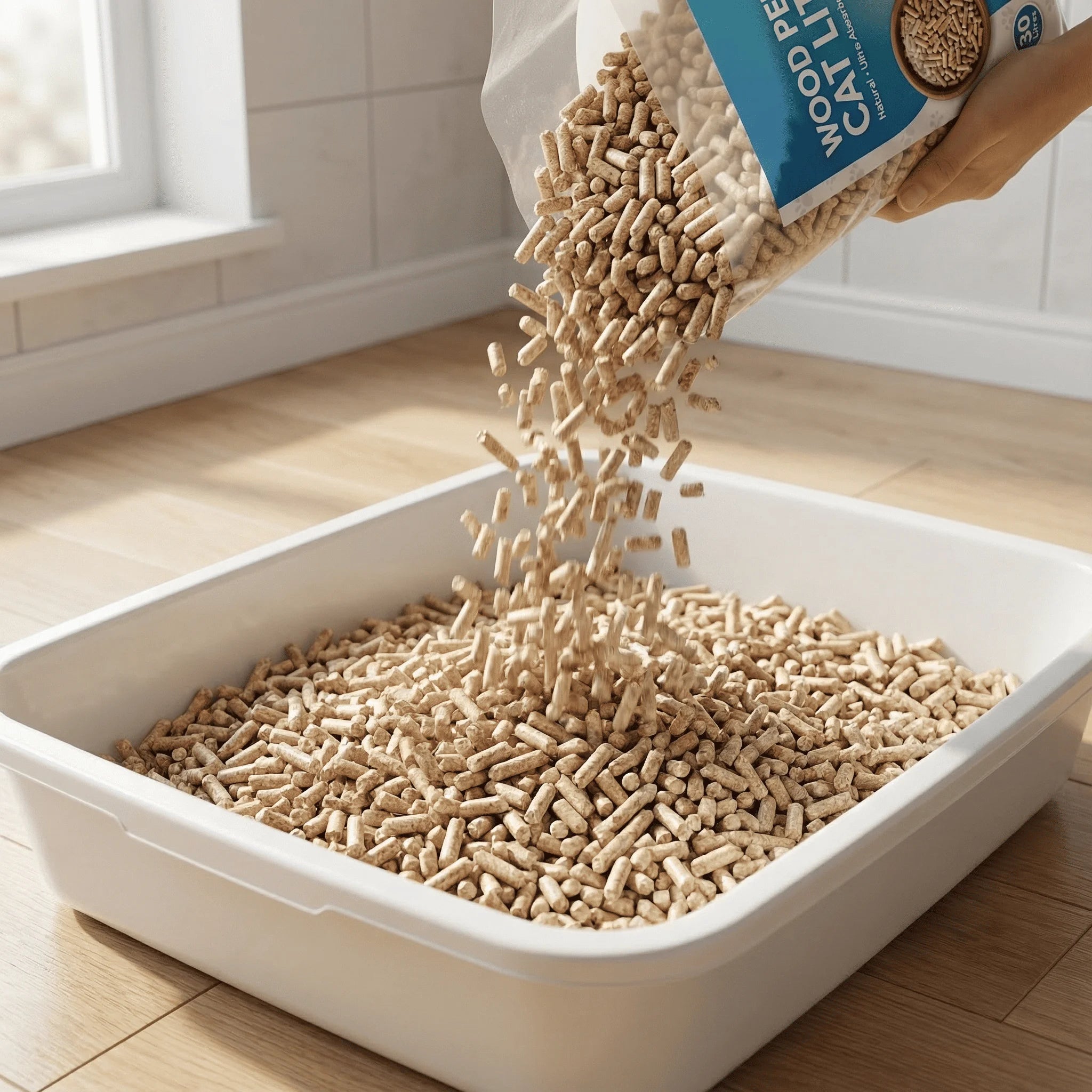 bvbv30L Premium Cat Litter - Ultra Absorbent Wood Pellets, Natural Fresh Scent - Soft Bedding for Comfort, Odour Control - Made from Virgin Wood - Scandinavian Timber Aromahghhgh