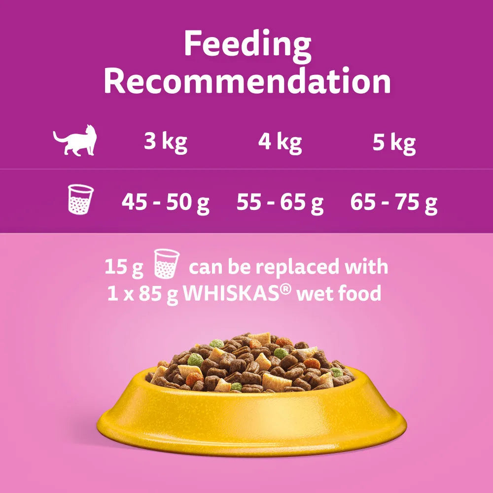 7kg Whiskas 1+ Adult Complete Dry Cat Food Chicken Bulk Pack Cat Biscuits
