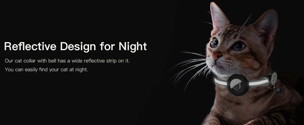 GPS Tracker Cat Collar with QR Name Tag & AirTag Holder, 2 IN 1 Protection Reflective Kitten Collar for Cats Airtag Case(No GPS)