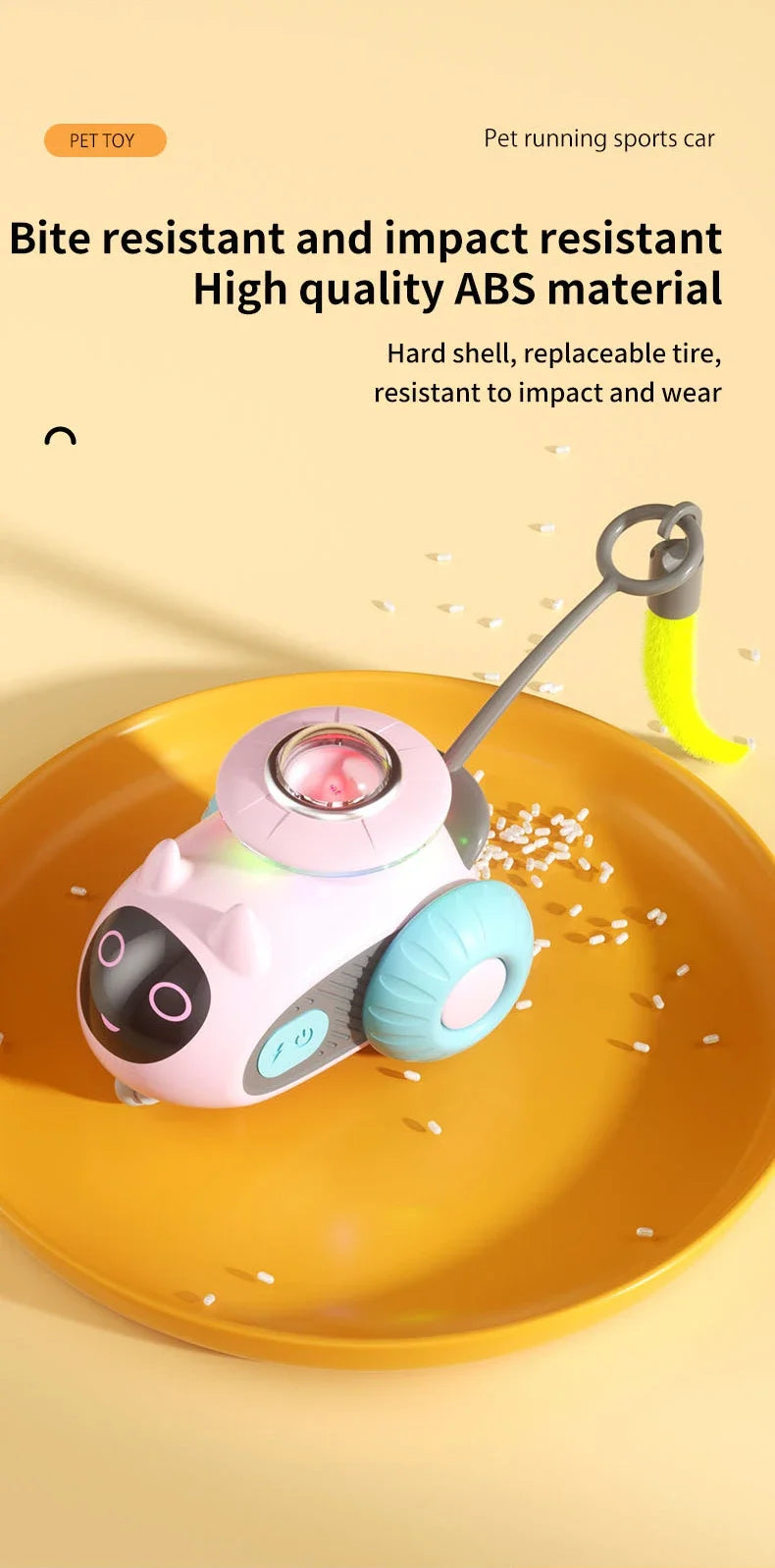 Automatic Cat Toy with Smart Obstacle Avoidance Remote Control Durable Bite Proof Safe Material Type C Charging